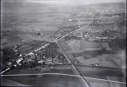 Glattbrugg, historisches Luftbild von 1925, aufgenommen aus 300 Metern Höhe von Walter Mittelholzer