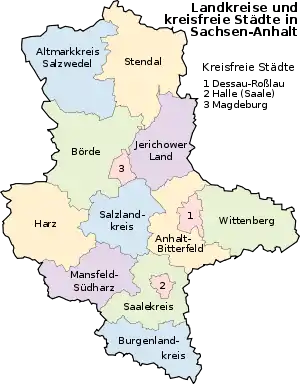 Landkreise und kreisfreie Städte in Sachsen-Anhalt