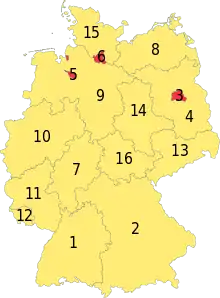 Kórta Nimskeje ze zakreslonymi granicami zwězkowych krajow