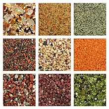 Collage of nine types of sand