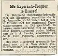 50-a belga Esperanto-kongreso en Bruselo, junio 1968 (el Volksgazet).