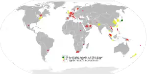 World map showing the distribution of Australian goods