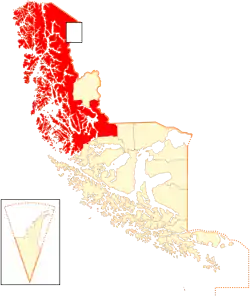 Situo de Puerto Natales en la regiono Magallanes y la Antártica Chilena