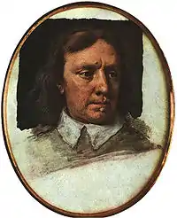 Nefinita portreta miniaturo de Oliver Cromwell, 1657.