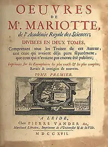 "Verkoj de Mariotte", publikigita en 1717.