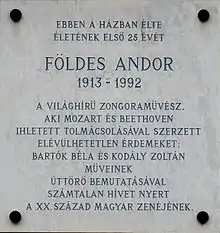 Memortabulo pri Andor Földes