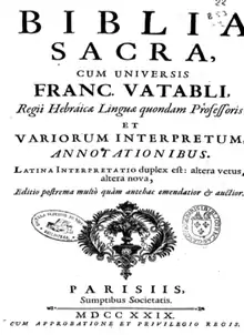 "Biblia sacra", dek eldonoj publikigitaj inter 1584 kaj 1729.