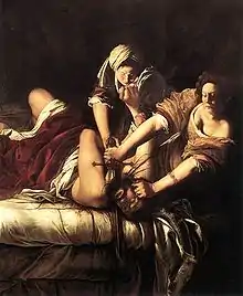 Artemisia Gentileschi, Judit tranĉas la kapon al Holofernes, 1620, Florenco, Galleria degli Uffizi.