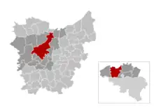 Mapo de la municipoj en la provincoOrienta Flandrio