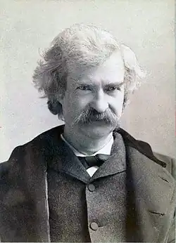 Mark Twain (1835-1910) en 1895 fare de Napoleon Sarony