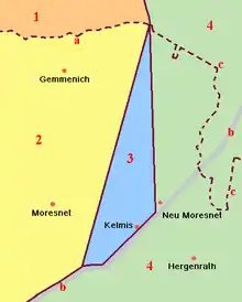 ﻿ Nederlando﻿ Belgio, provinco Lieĝo﻿ Neŭtrala Moresnet﻿ Prusio, Rejnlando