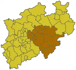 situo de la distriktaro en Nordrejn-Vestfalio