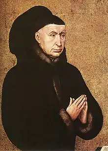 Nicolas Rolin portretita de Rogier van der Weyden en la Lasta Juĝo Bono