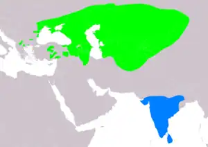 Natura arealo

﻿ Reproduktaj teritorioj
﻿ Vintrejoj
Kompilita de "BirdLife International and Handbook of the Birds of the World (2016) 2007, IUCN 2020.1"