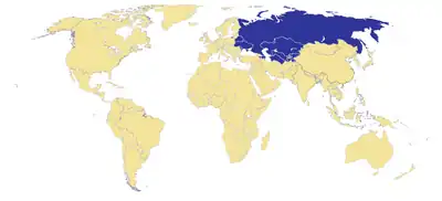 Landoj, en kiuj rusa Vikipedio estas la plej populara