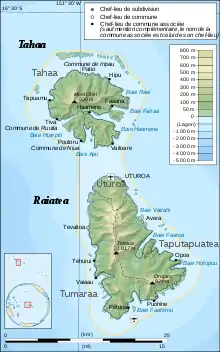 Mapo de Raiatea kaj Tahaa