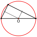 Centro de ĉirkaŭskribita cirklo de orta triangulo estas sur la hipotenuzo