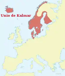 La Unio de Kalmar komence de la 16-a jarcento