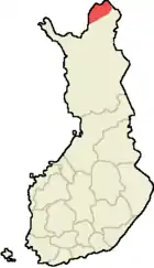 Utsjoki sur la mapo de Finnlando