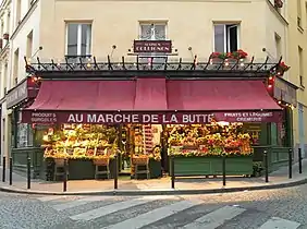 Collignon jaunaren barazki eta fruitu denda, Trois Frères karrika, Paris.