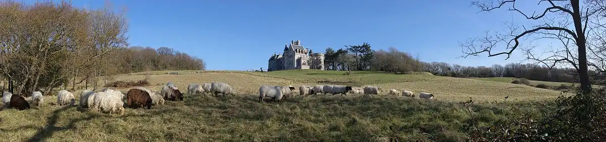 Abadia jauregia eta inguruaren ikuspegi panoramikoa