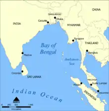 Bengalako badia Andaman Uharteekin eta Myanmar.