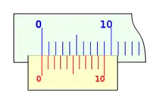 Funcionamiento de un calibre Vernier/Nonio