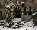 Karl Friedrich Lessingen Monastegia elurretan. Klosterhof im Schnee