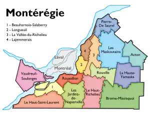 Montérégie-ko MRC mapa