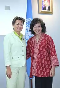 Christiana Figueres eta Noeleen Heyzer  Klima Aldaketari buruzko Bangkokeko Elkarrizketetan, 2012ko abuztua