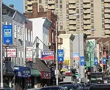 1=Looking east along Newark Street towards JFK Blvd on a sunny late afternoon