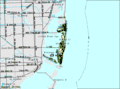 Miami Beach hiriaren kokapen mapa.