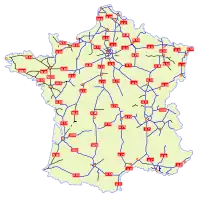 Frantziako autobideen mapa