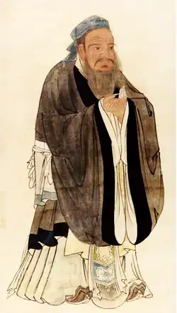 Ming-dynastian aikaisen taiteilijan Qiu Yingin (c. 1494–1552) muotokuva Kungfutsesta.