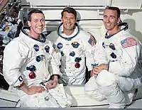 Apollo 7:n miehistö: Eisele, Schirra, Cunningham.