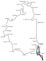 Vanha Nordschleife ja uusi Nürburgringin GP-rata (tummempi viiva).