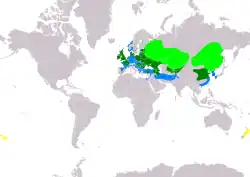 Mustavariksen levinneisyys