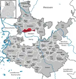   Sijainti Rhein-Neckar-Kreisin piirikunnassa