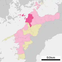 Matsuyaman sijainti Ehimen prefektuurissa.