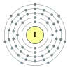 Jodin elektronikonfiguraatio on 2, 8, 18, 18, 7.