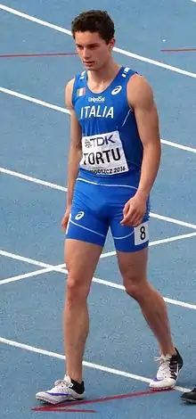 Filippo Tortu nuorten MM-kilpailuissa Bydgoszczissa vuonna 2016.