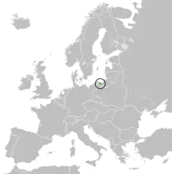 Danzigin vapaakaupunki Euroopan kartalla 1930.