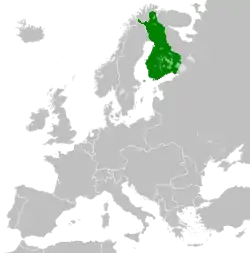 Suomen suuriruhtinaskunta Euroopan kartalla vuonna 1914.