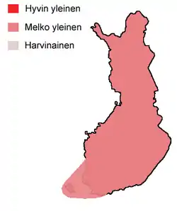 Haapanan levinneisyys Suomessa