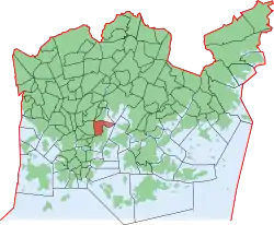 Kaupungin kartta, jossa Hermanni korostettuna. Helsingin kaupunginosat