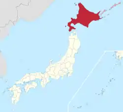 Hokkaidōn prefektuurin sijainti Japanissa