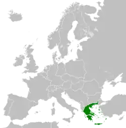 Kreikan sijainti vuonna 1973