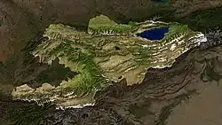 Issyk Kul sijaitsee Kirgisian koillisosassa, ja se on maan suurin järvi. Satelliittikuva.