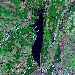 Landsat-satelliittikuva Kiovan tekojärvestä.