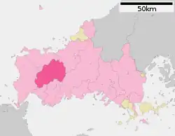 Minen sijainti Yamaguchin prefektuurissa